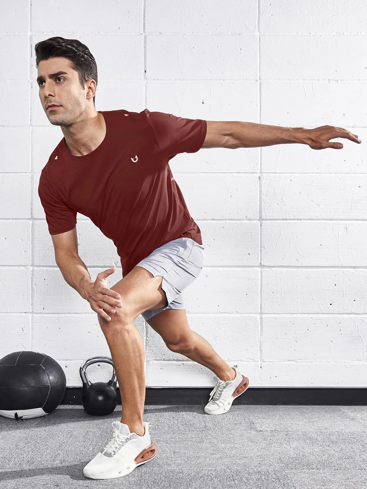 NORTHYARD Men's Workout Gym Shirts Quick Dry T-Shirts Running Athletic Short Sleeve Shirt for Men Wine
