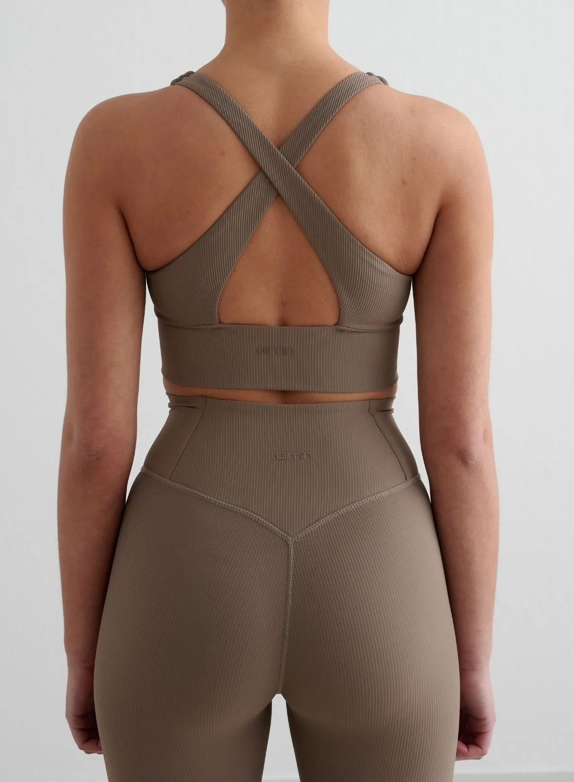 Nougat Ribbed Performance Zipped Bra