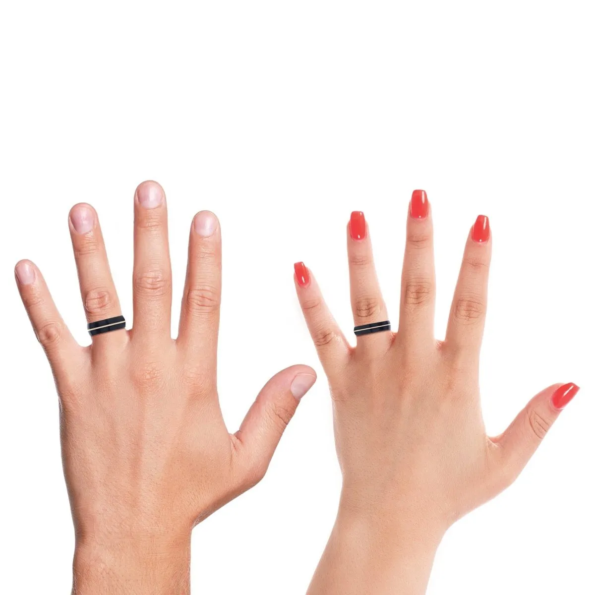 OCELOT | Green Ring, Black Tungsten Ring, Rose Gold Groove, Domed