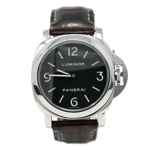 Panerai Men's Luminor Base Stainless Steel 44mm Black Dial Watch Reference #: PAM00112