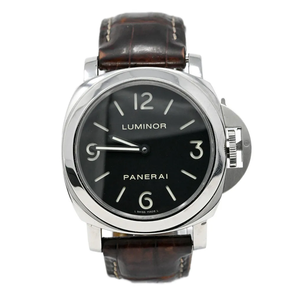 Panerai Men's Luminor Base Stainless Steel 44mm Black Dial Watch Reference #: PAM00112