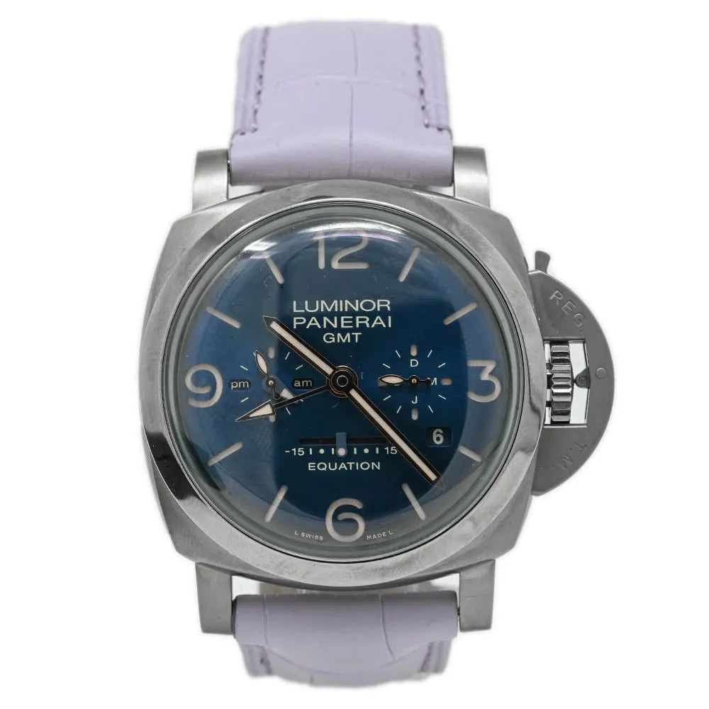 Panerai Men's Luminor Equation of Time Titanium 47mm Blue Dial Watch Reference #: PAM00670