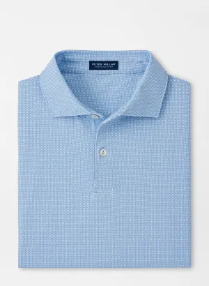 Peter Millar Mens Tailored Fit Delancey Dot Performance Jersey Polo - MOON MIST