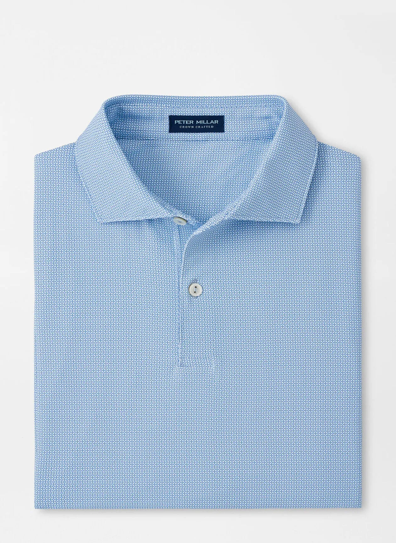 Peter Millar Mens Tailored Fit Delancey Dot Performance Jersey Polo - MOON MIST