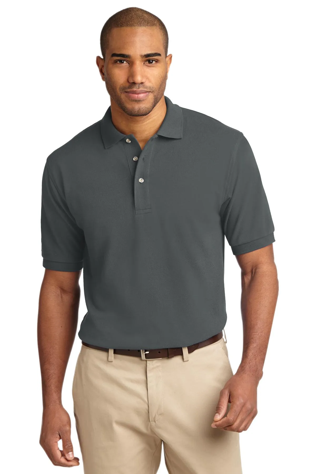 Port Authority Tall Heavyweight Cotton Pique Polo.  TLK420 Steel Grey Tall