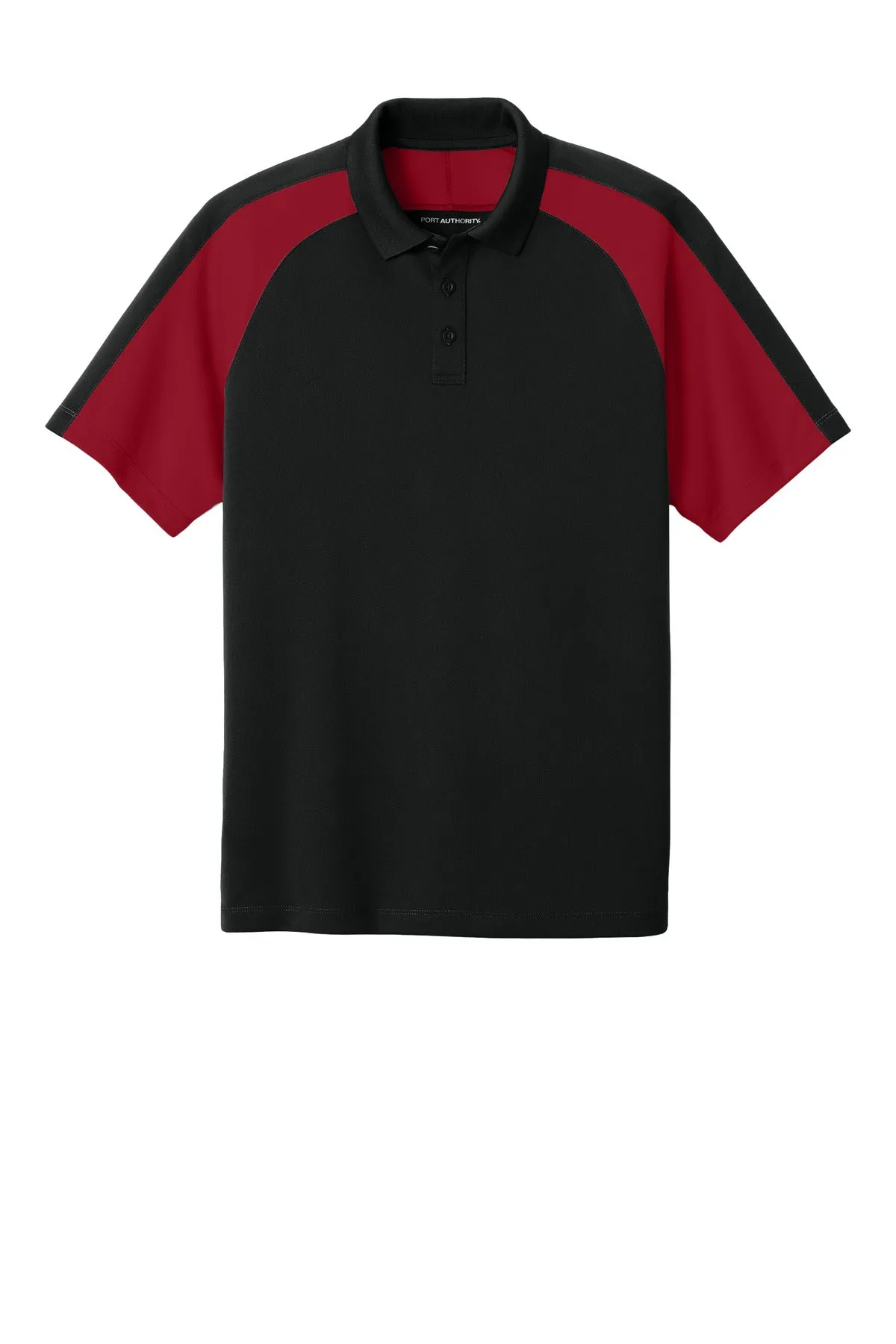 Port Authority Wearever Performance Pique Colorblock Polo K247 Deep Black/ Rich Red