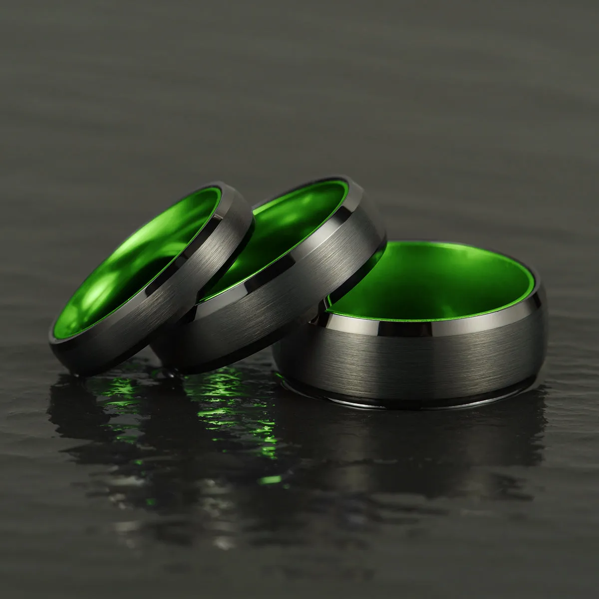 Pristine Passion Green Interior Tungsten Men's Wedding Band 4MM