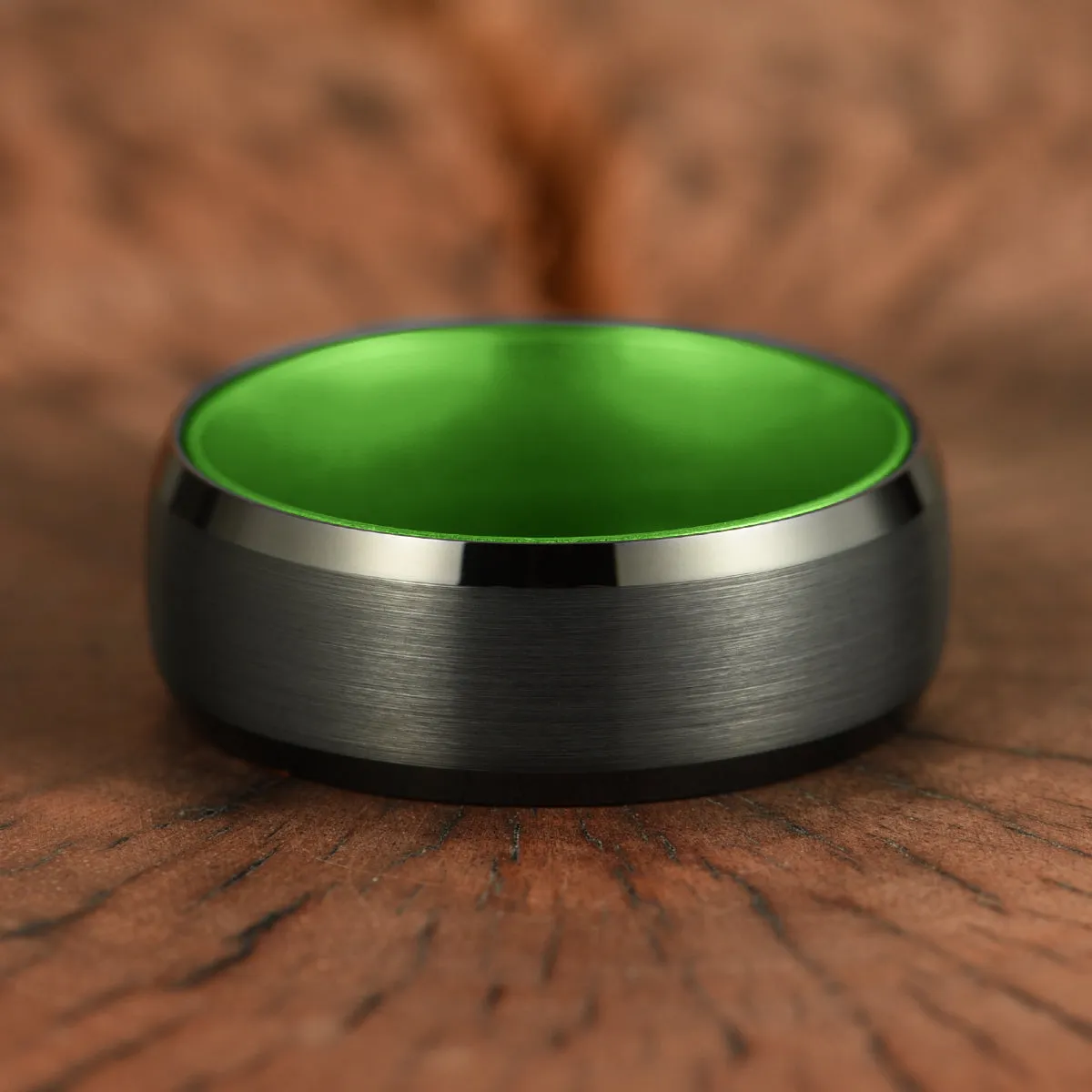 Pristine Passion Green Interior Tungsten Men's Wedding Band 4MM