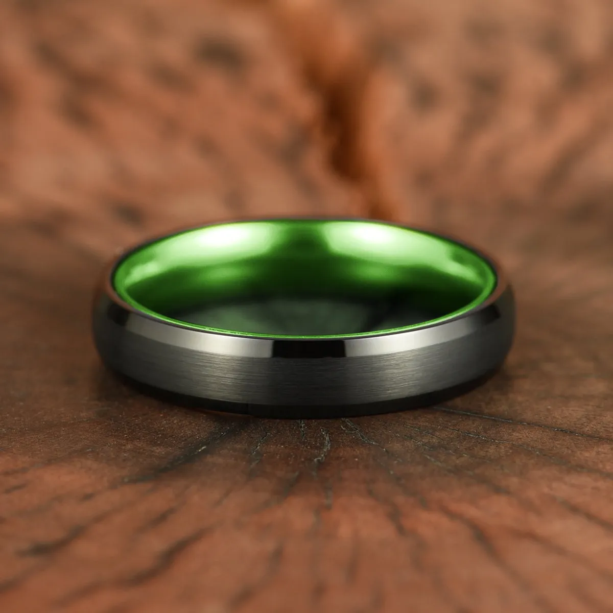 Pristine Passion Green Interior Tungsten Men's Wedding Band 4MM