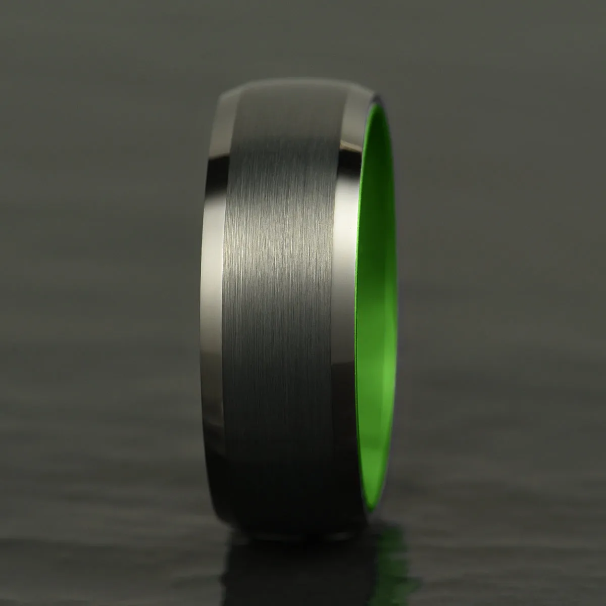 Pristine Passion Green Interior Tungsten Men's Wedding Band 4MM