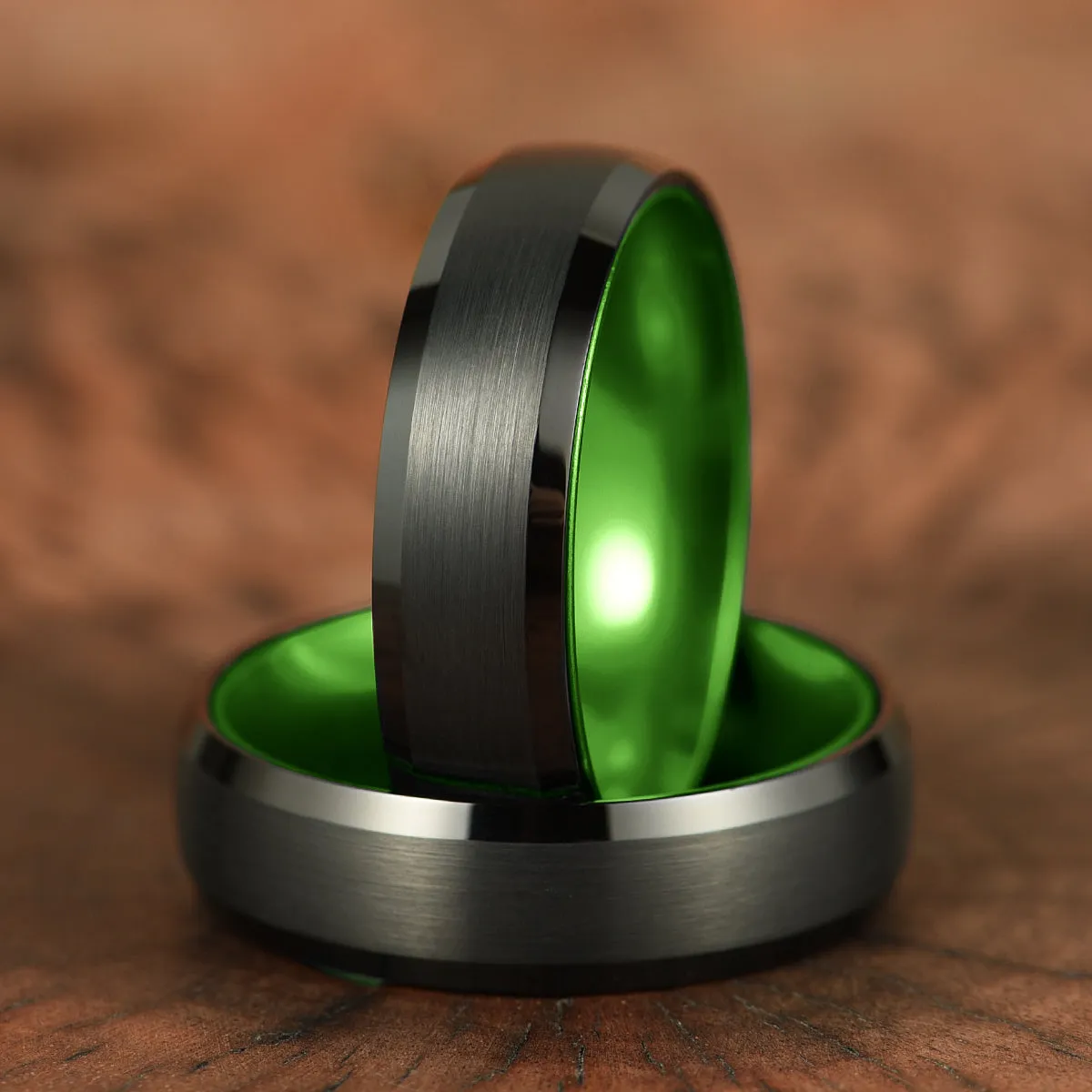 Pristine Passion Green Interior Tungsten Men's Wedding Band 4MM