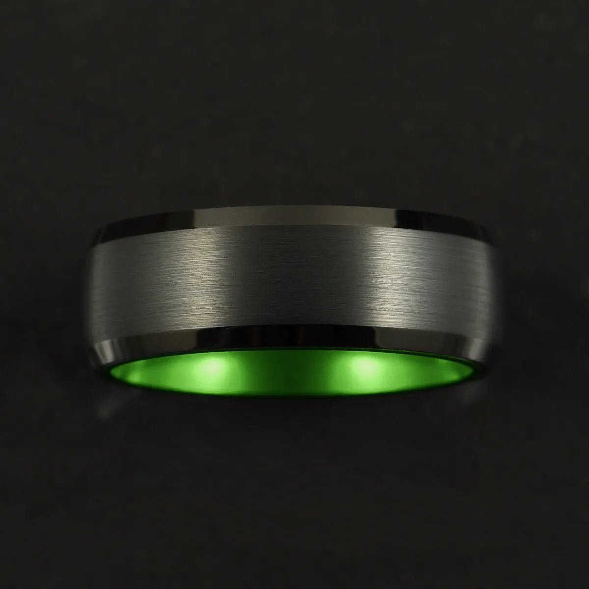 Pristine Passion Green Interior Tungsten Men's Wedding Band 4MM
