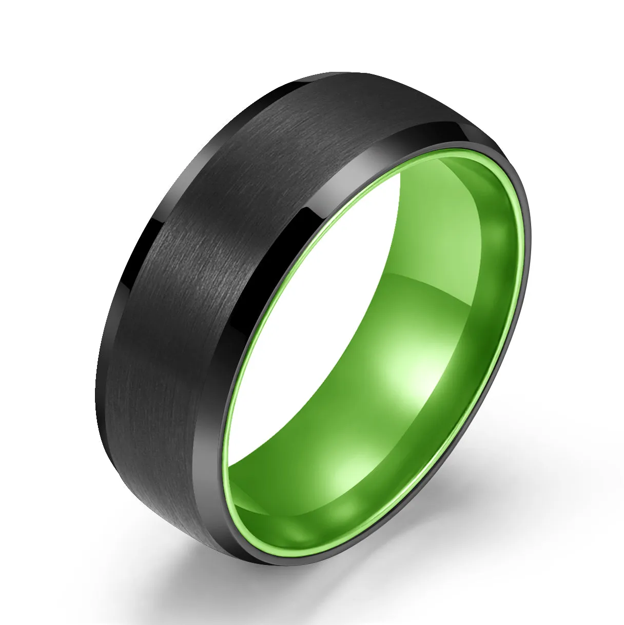 Pristine Passion Green Interior Tungsten Men's Wedding Band 4MM