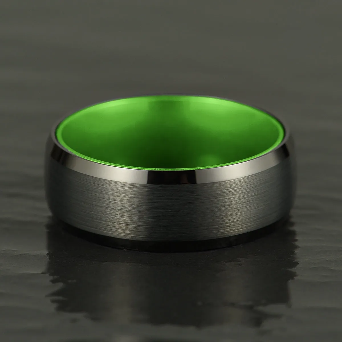 Pristine Passion Green Interior Tungsten Men's Wedding Band 4MM