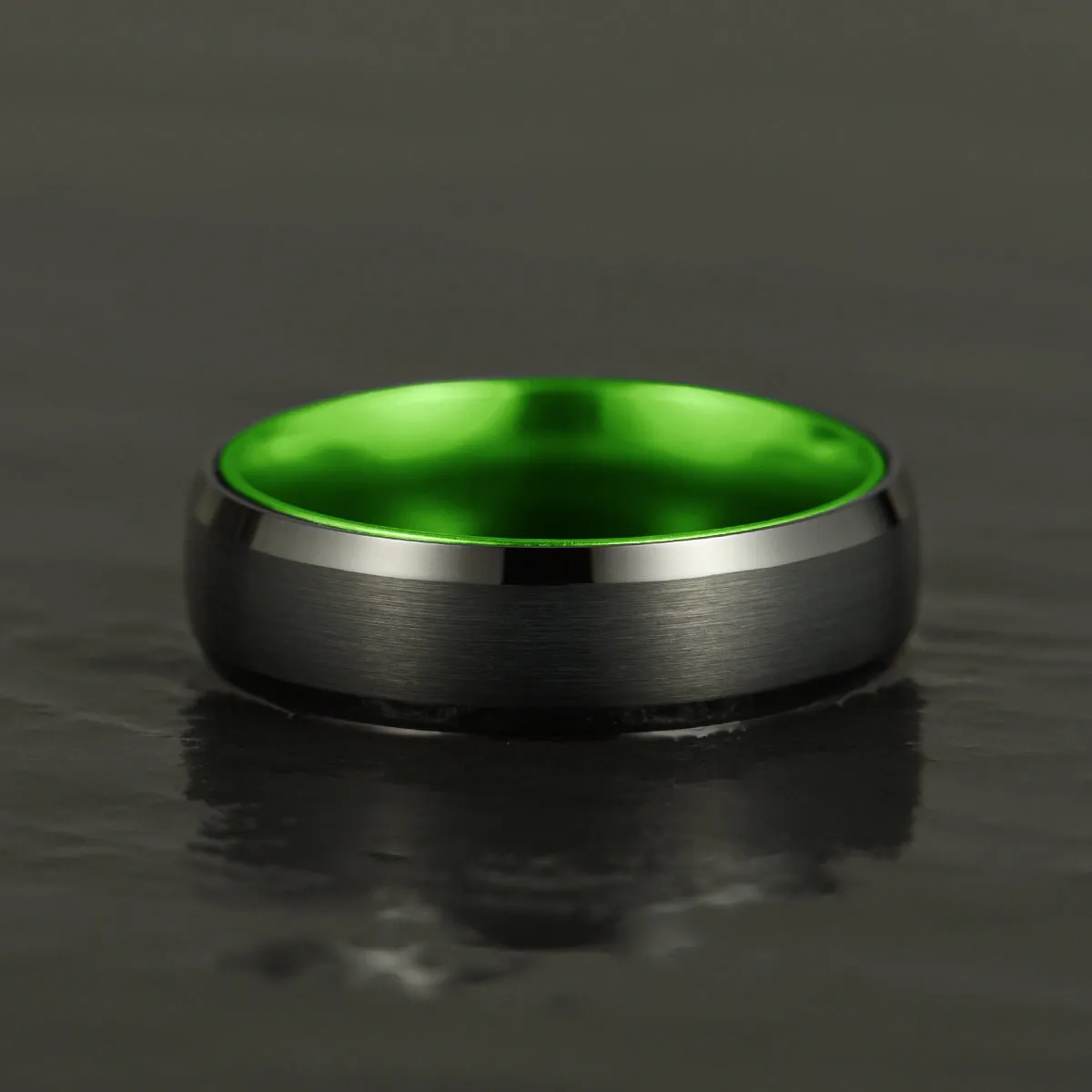 Pristine Passion Green Interior Tungsten Men's Wedding Band 4MM