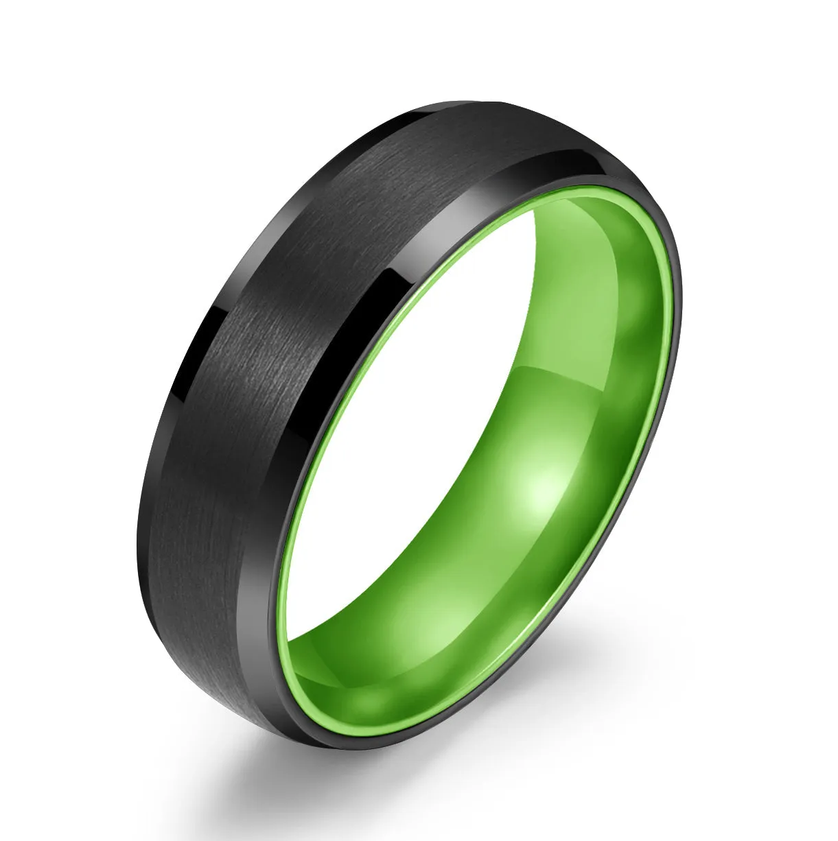 Pristine Passion Green Interior Tungsten Men's Wedding Band 4MM