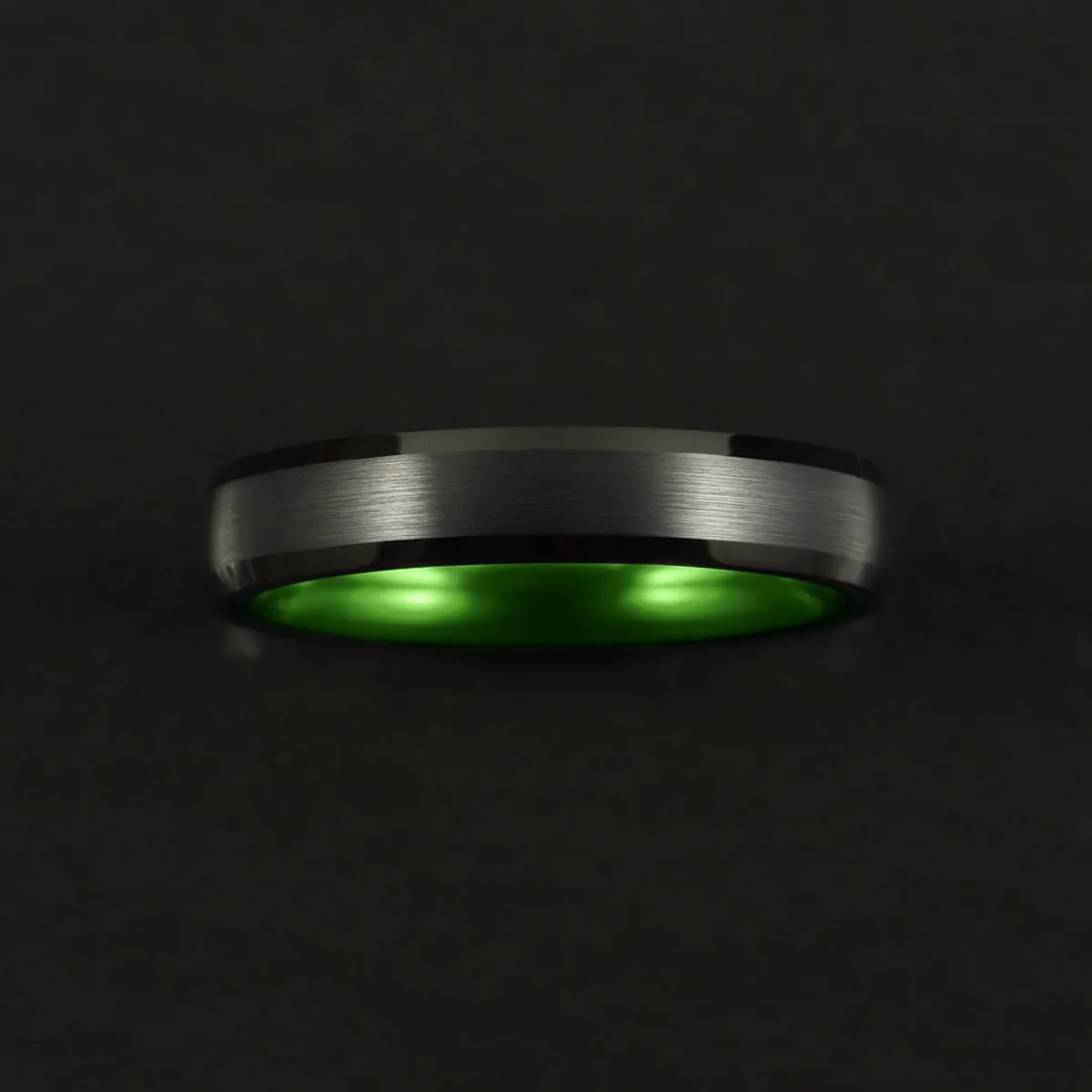 Pristine Passion Green Interior Tungsten Men's Wedding Band 4MM