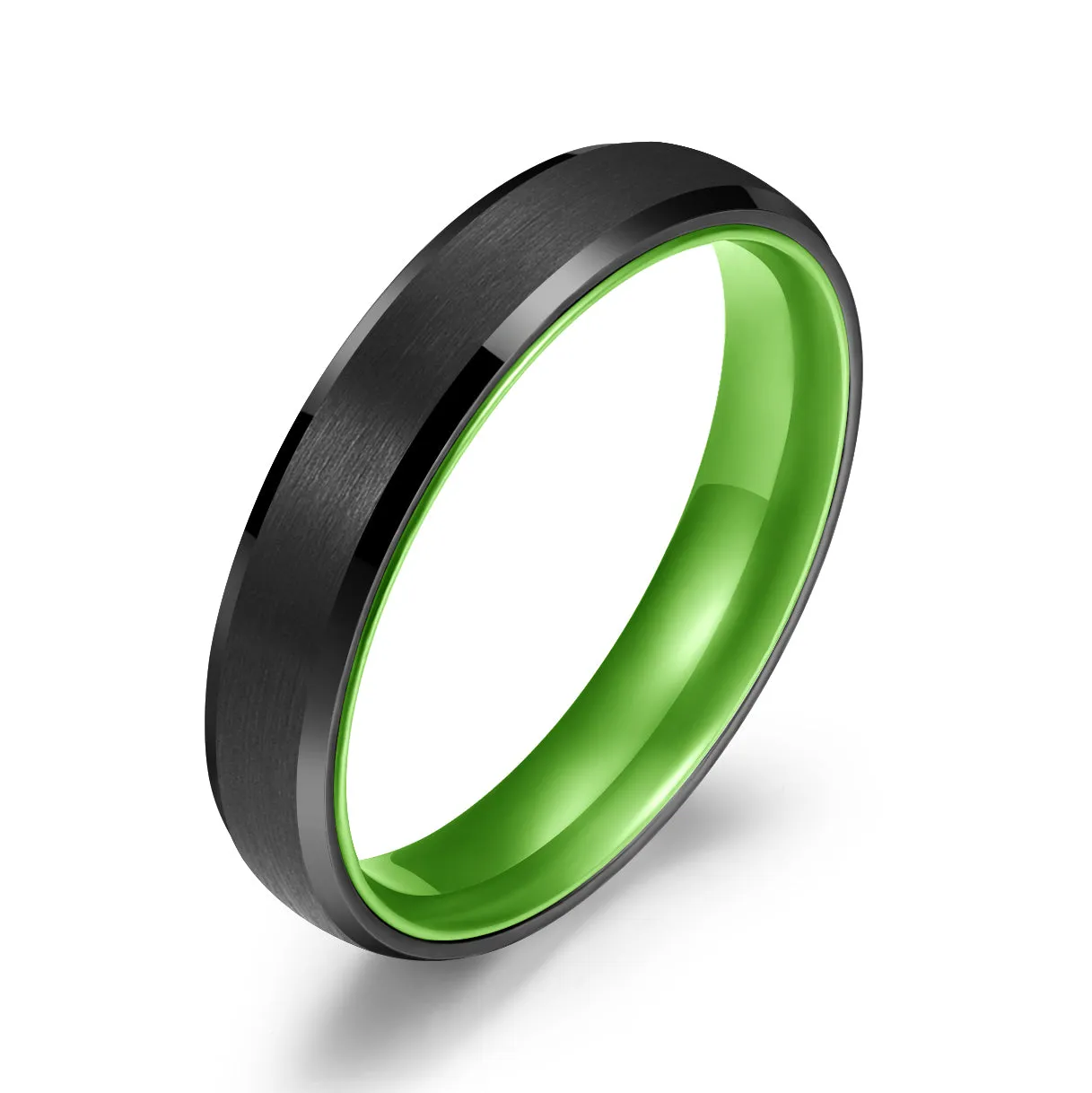 Pristine Passion Green Interior Tungsten Men's Wedding Band 4MM
