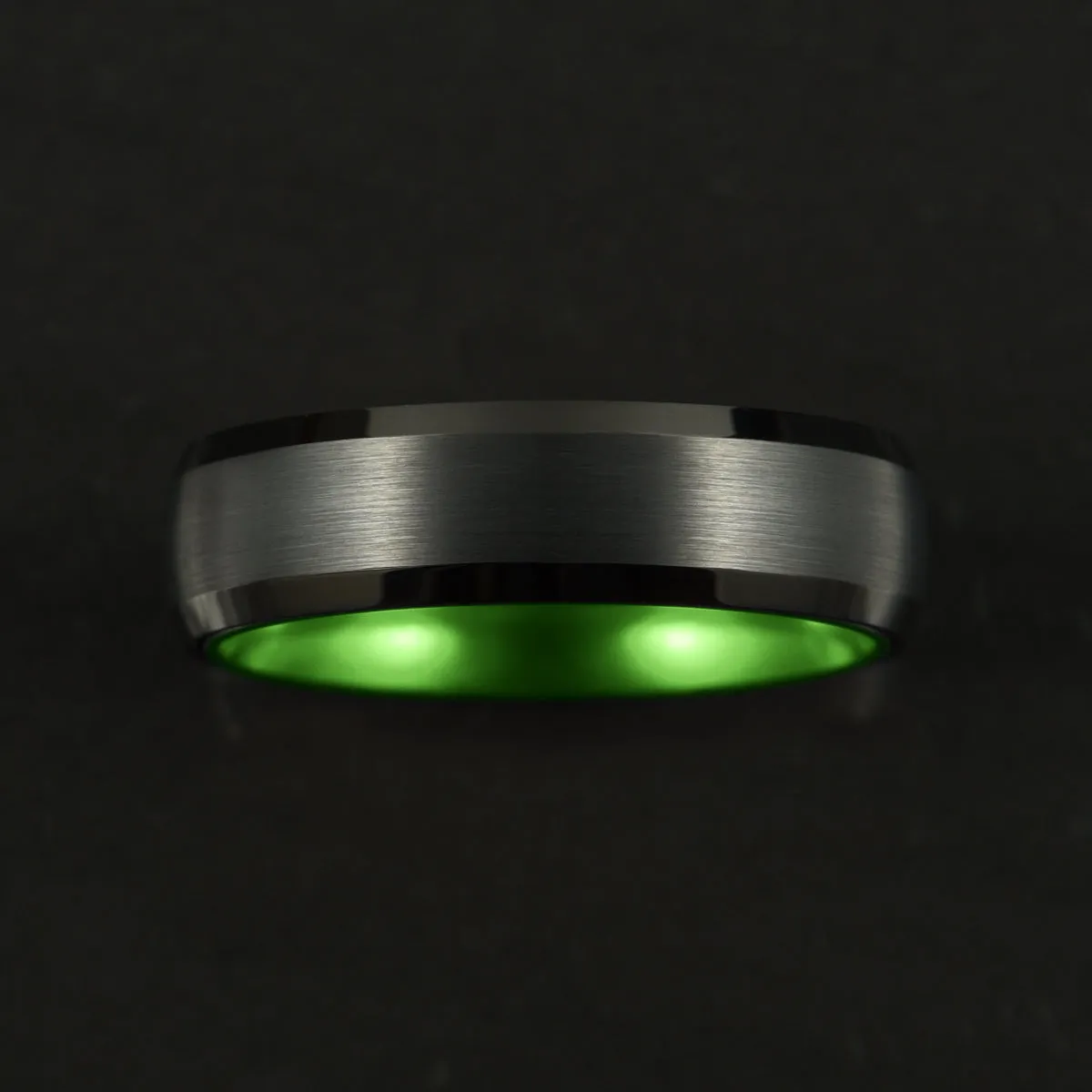 Pristine Passion Green Interior Tungsten Men's Wedding Band 4MM