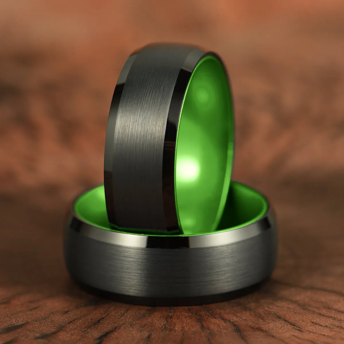 Pristine Passion Green Interior Tungsten Men's Wedding Band 4MM