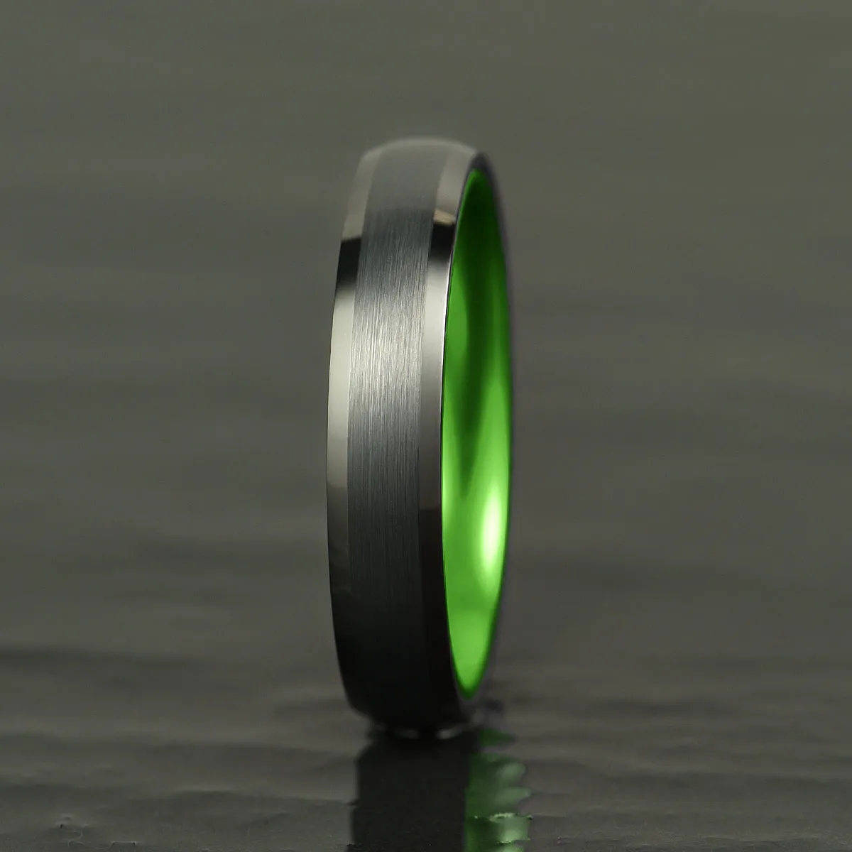 Pristine Passion Green Interior Tungsten Men's Wedding Band 4MM