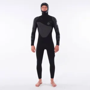 RIP CURL FLASHBOMB HEATSEEKER 5/4 HOODED CHEST ZIP BLACK