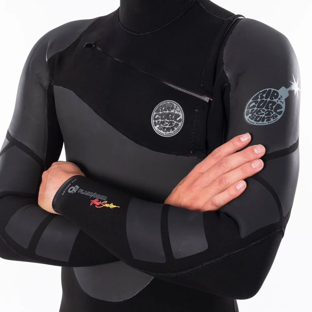 RIP CURL FLASHBOMB HEATSEEKER 5/4 HOODED CHEST ZIP BLACK