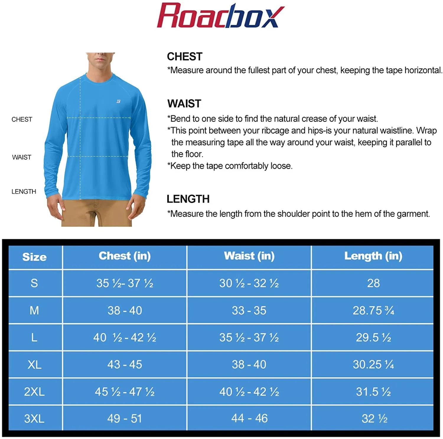 Roadbox UPF 50  Fishing Shirts for Men Long Sleeve UV Sun Protection Tee Tops