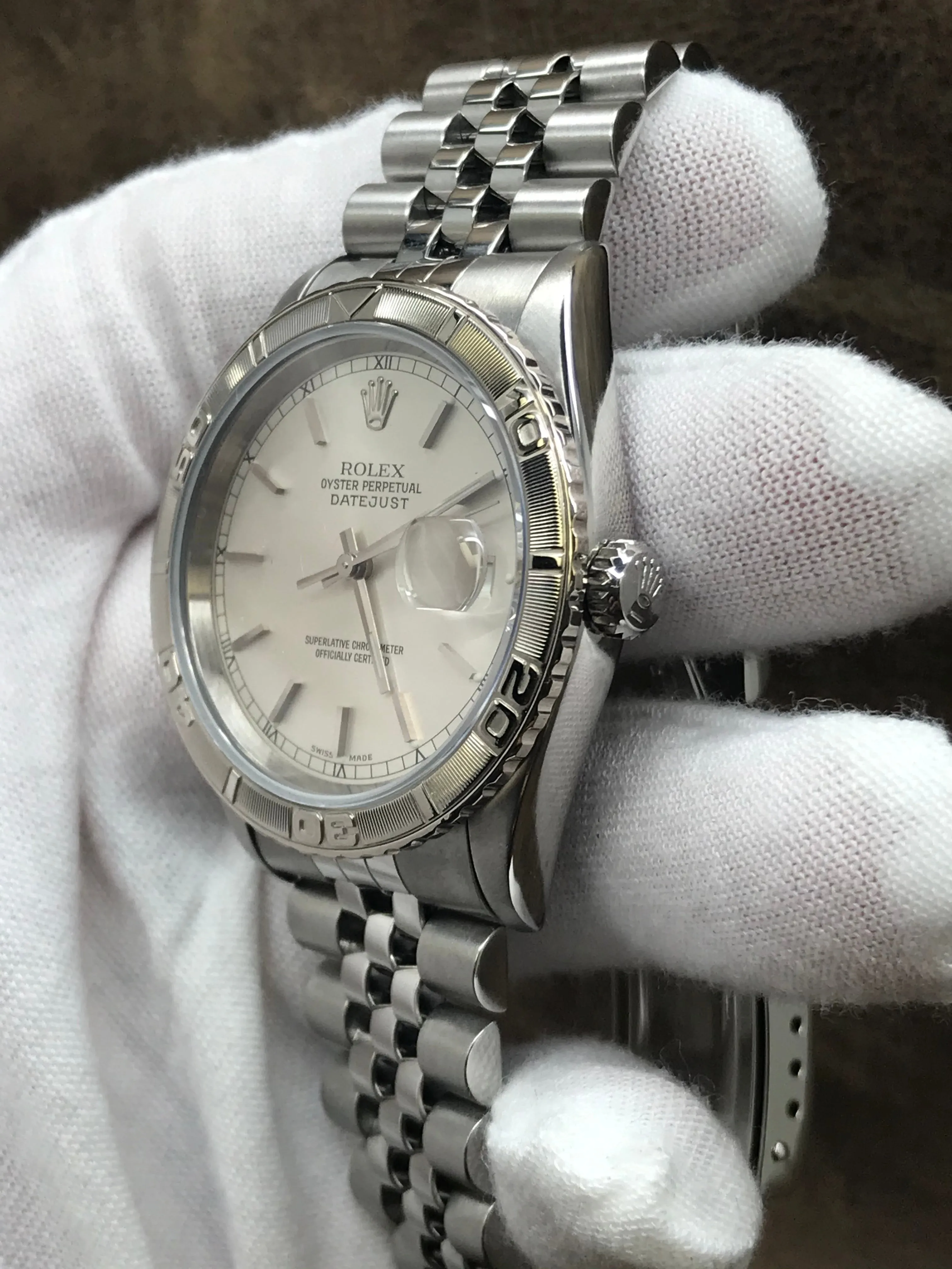 Rolex Datejust Turn-o-graph 16264 Silver Dial Automatic Men's Watch