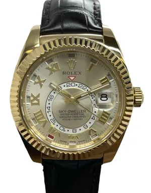 Rolex Sky Dweller 18K Yellow Gold B&P 326138 Silver Dial Automatic Men's Watch