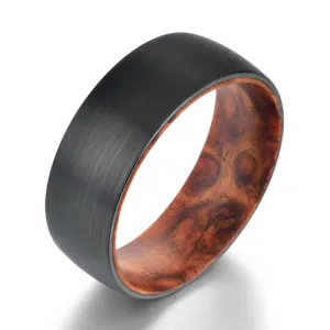 Rose Wood Burl Tungsten Men's Wedding Band 6MM