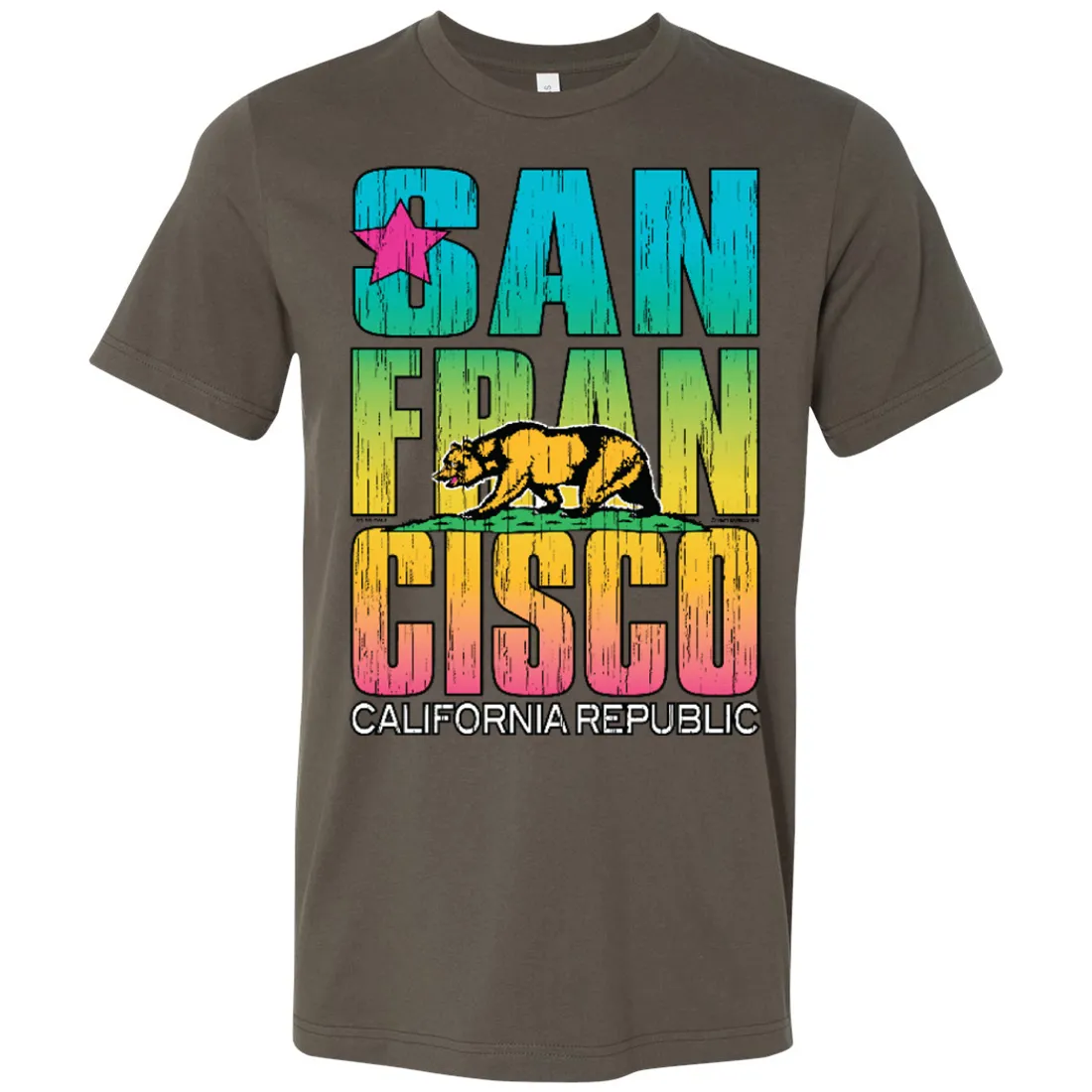 San Francisco California Neon Rainbow Asst Colors Mens Lightweight Fitted T-Shirt/tee