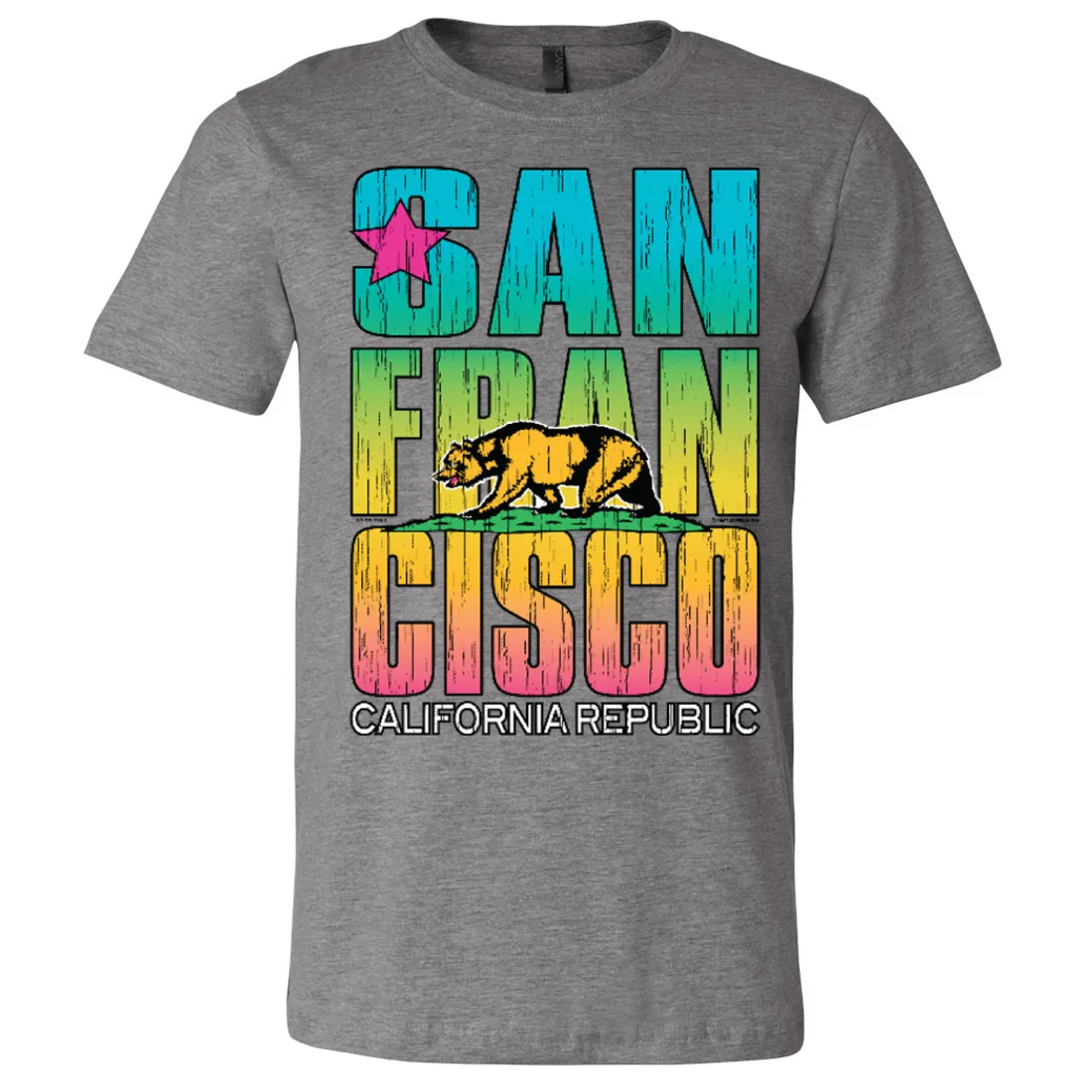San Francisco California Neon Rainbow Asst Colors Mens Lightweight Fitted T-Shirt/tee