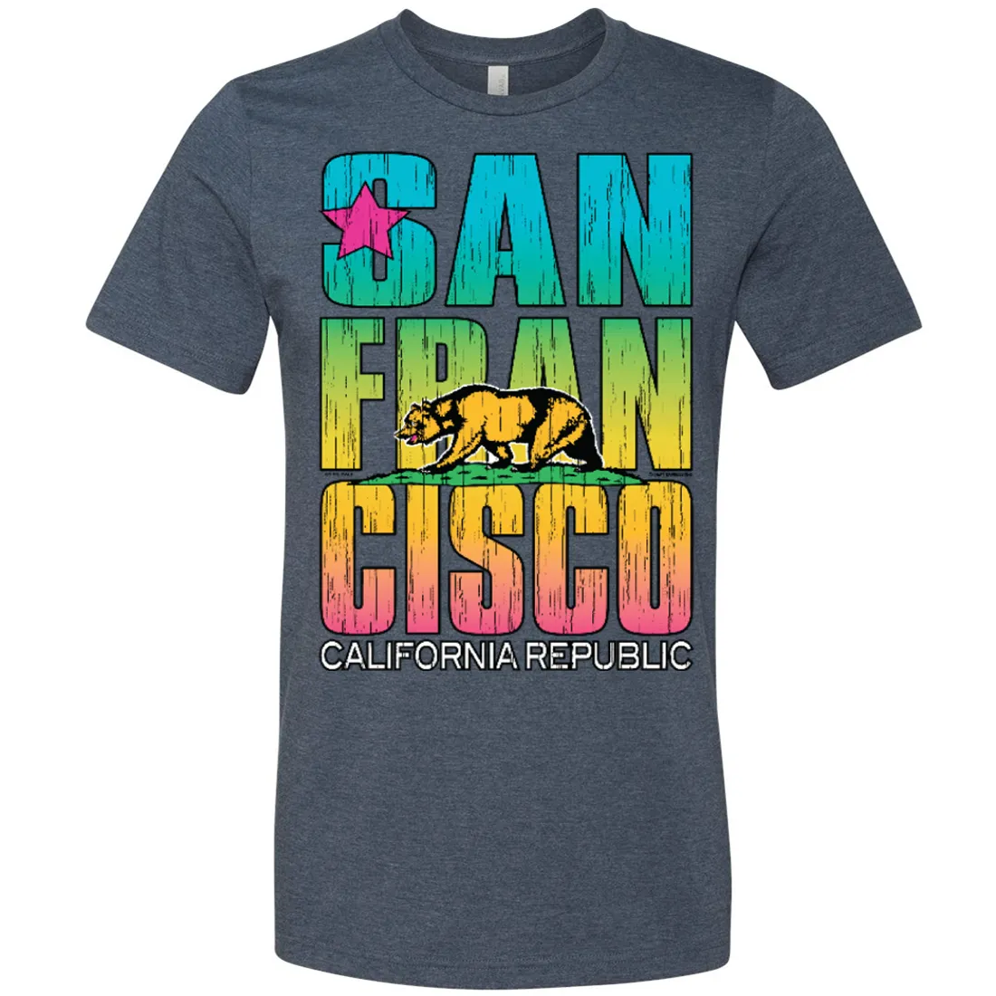 San Francisco California Neon Rainbow Asst Colors Mens Lightweight Fitted T-Shirt/tee