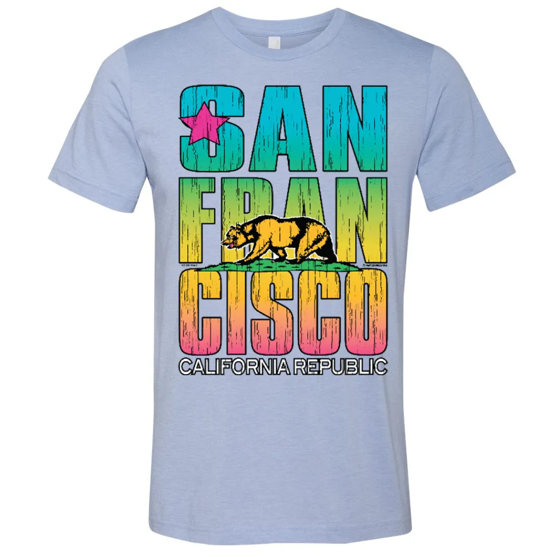 San Francisco California Neon Rainbow Asst Colors Mens Lightweight Fitted T-Shirt/tee