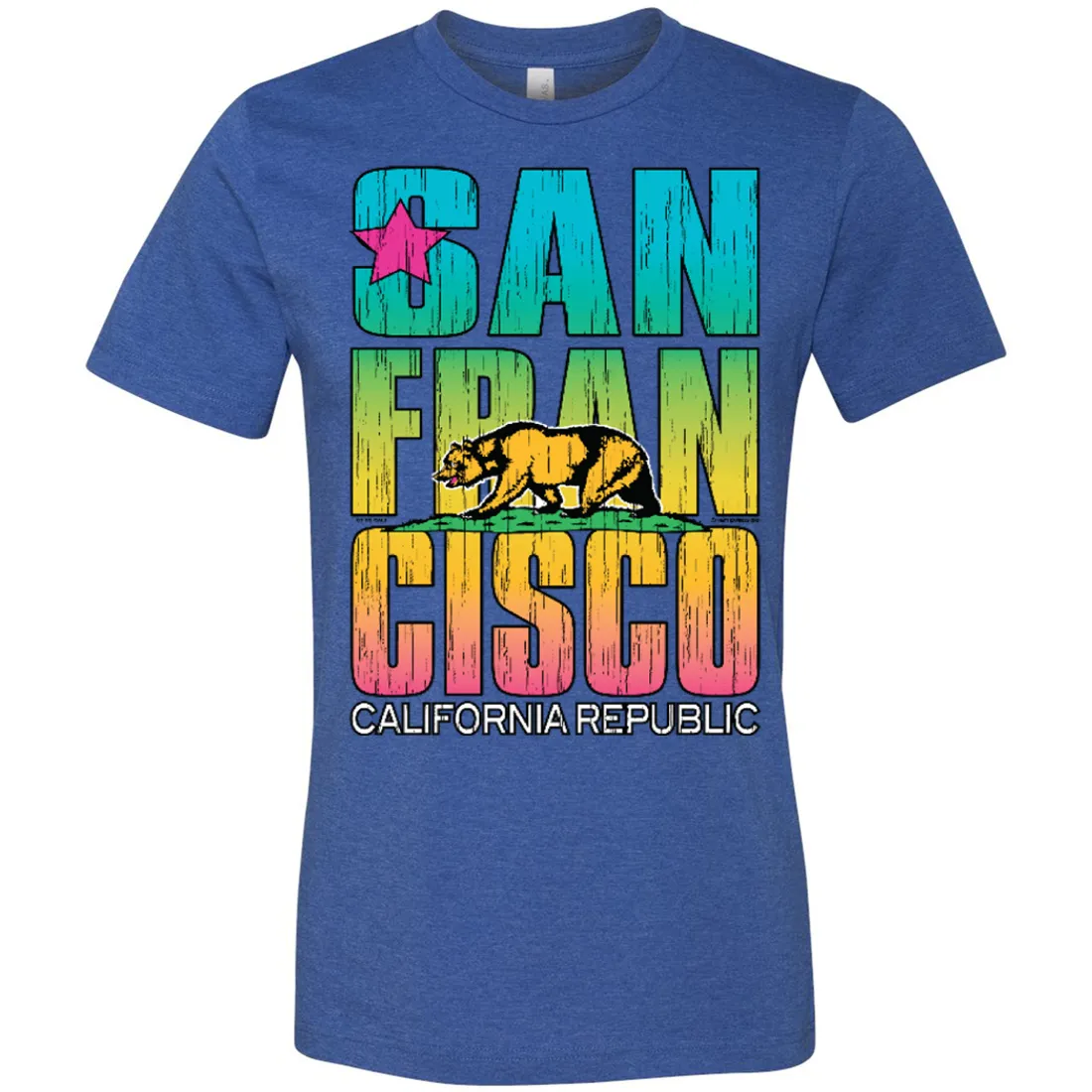 San Francisco California Neon Rainbow Asst Colors Mens Lightweight Fitted T-Shirt/tee