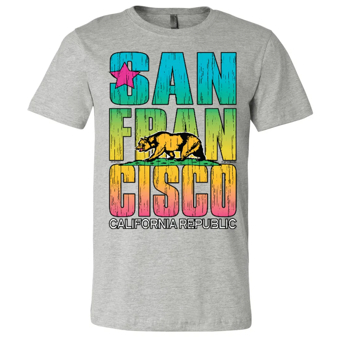 San Francisco California Neon Rainbow Asst Colors Mens Lightweight Fitted T-Shirt/tee