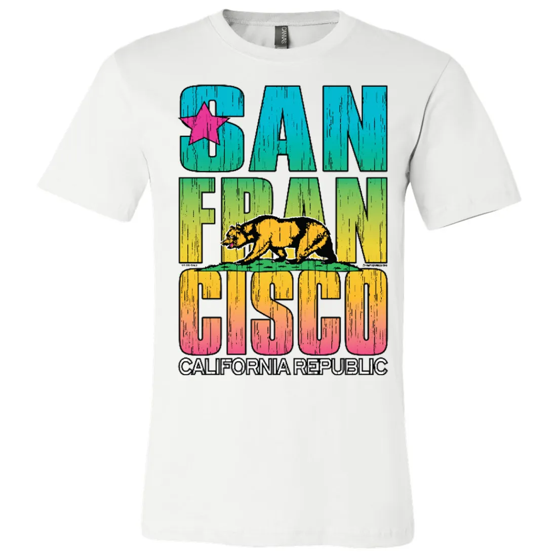 San Francisco California Neon Rainbow Asst Colors Mens Lightweight Fitted T-Shirt/tee