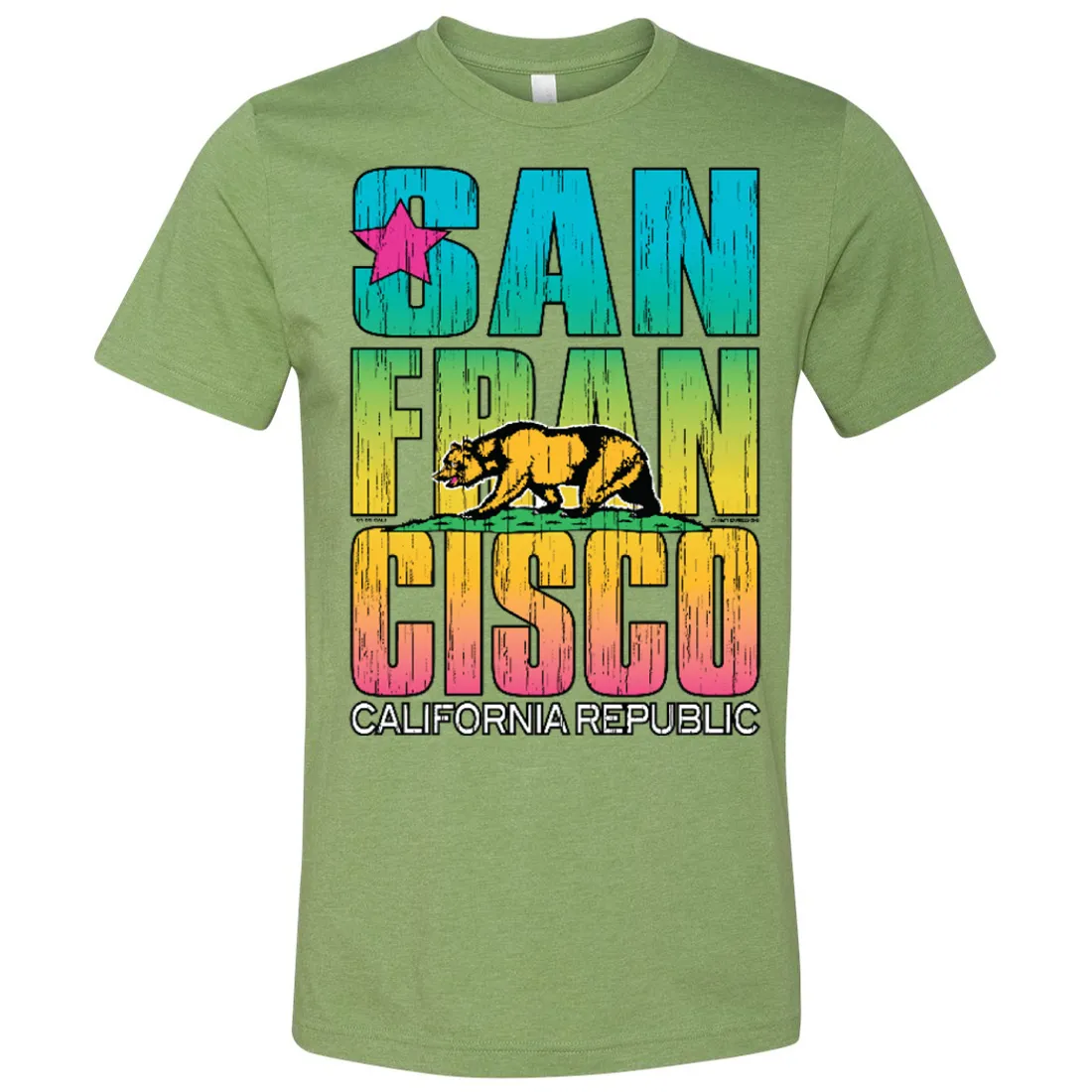 San Francisco California Neon Rainbow Asst Colors Mens Lightweight Fitted T-Shirt/tee