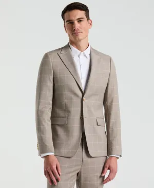 Skinny Fit Windowpane Pattern Suit Jacket