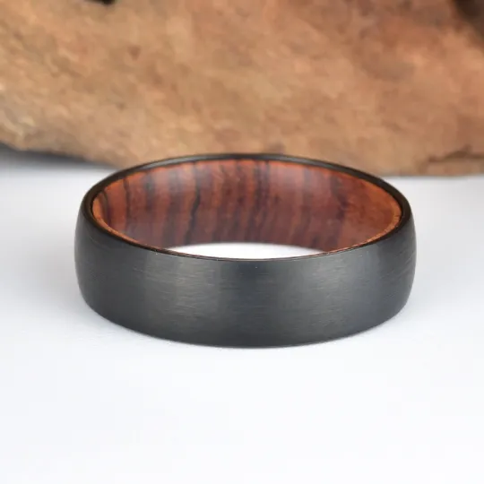 Snake Wood Tungsten Men's Wedding Band 6MM