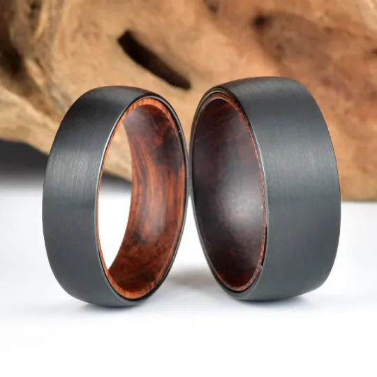 Snake Wood Tungsten Men's Wedding Band 6MM