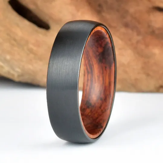 Snake Wood Tungsten Men's Wedding Band 6MM