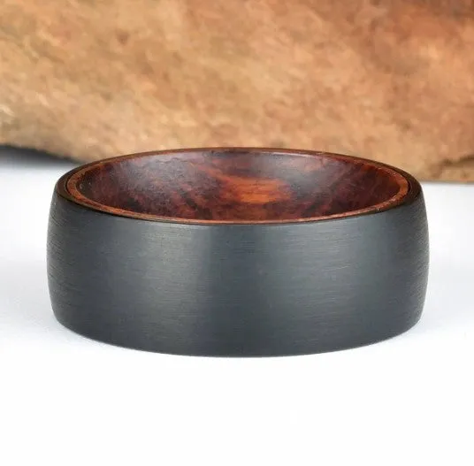 Snake Wood Tungsten Men's Wedding Band 6MM