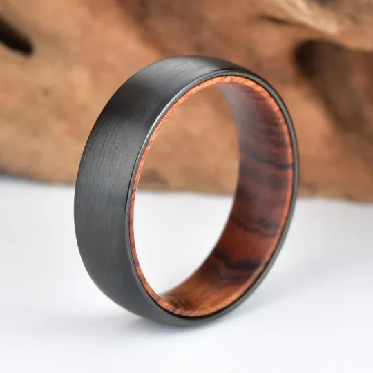 Snake Wood Tungsten Men's Wedding Band 6MM