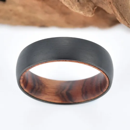 Snake Wood Tungsten Men's Wedding Band 6MM