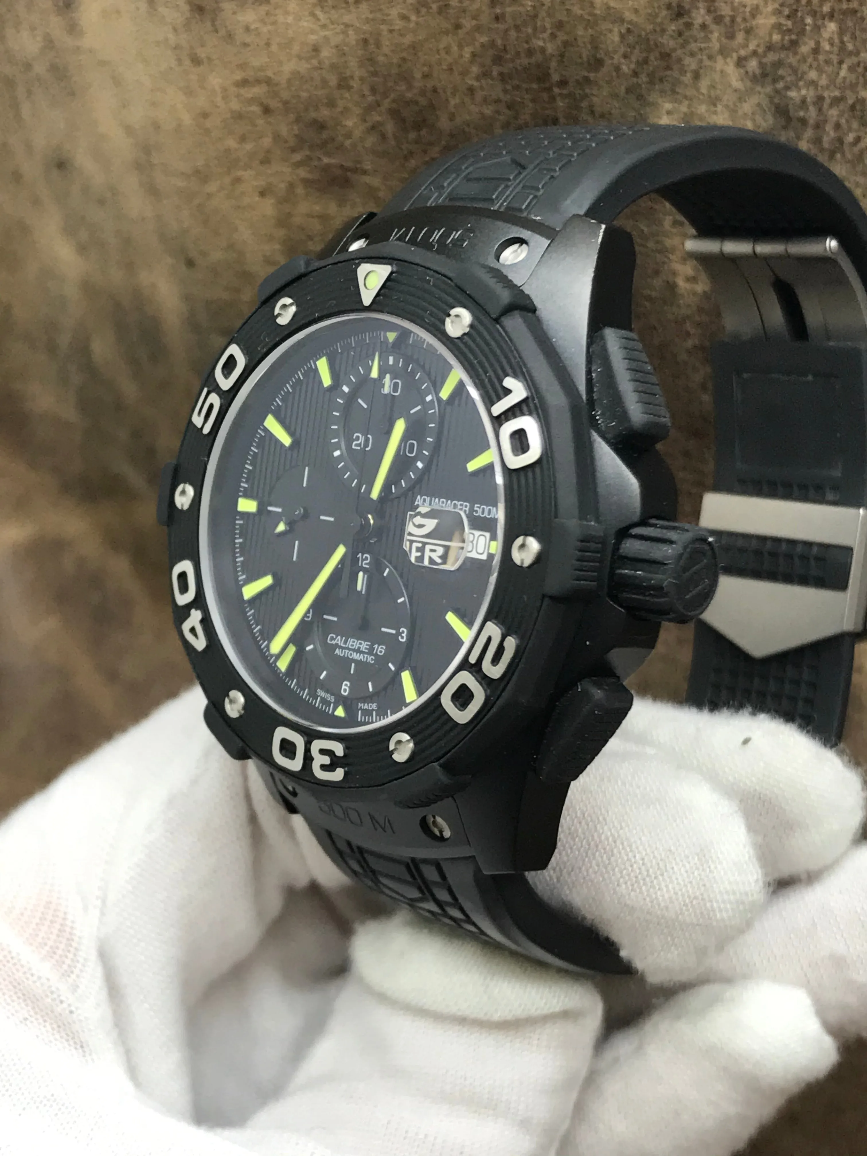 TAG Heuer Aquaracer 500M Chronograph CAJ2180 Black Dial Automatic Men's Watch