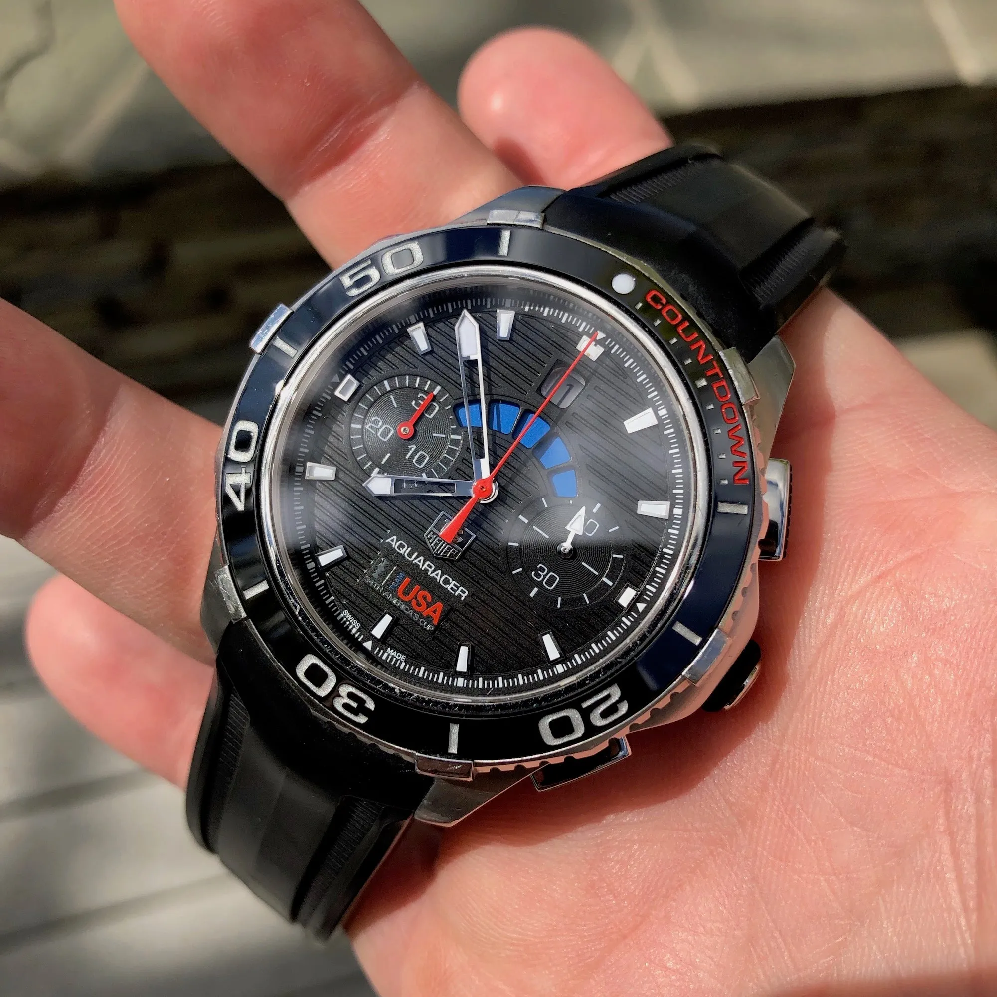 TAG Heuer Aquaracer CAK211B America's Cup Oracle USA Steel 72 Chronograph