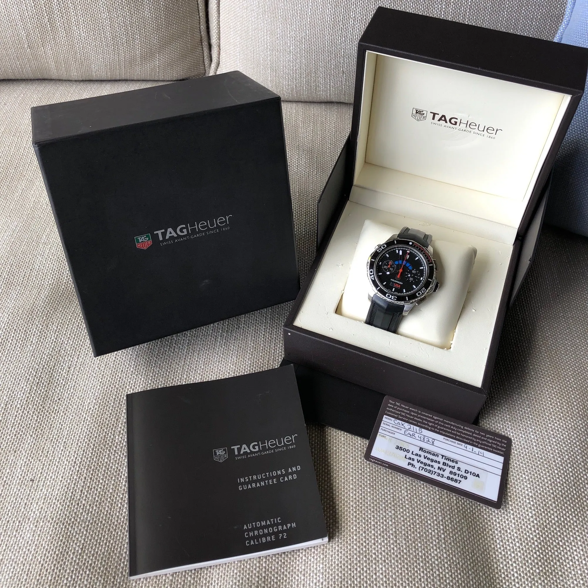TAG Heuer Aquaracer CAK211B America's Cup Oracle USA Steel 72 Chronograph