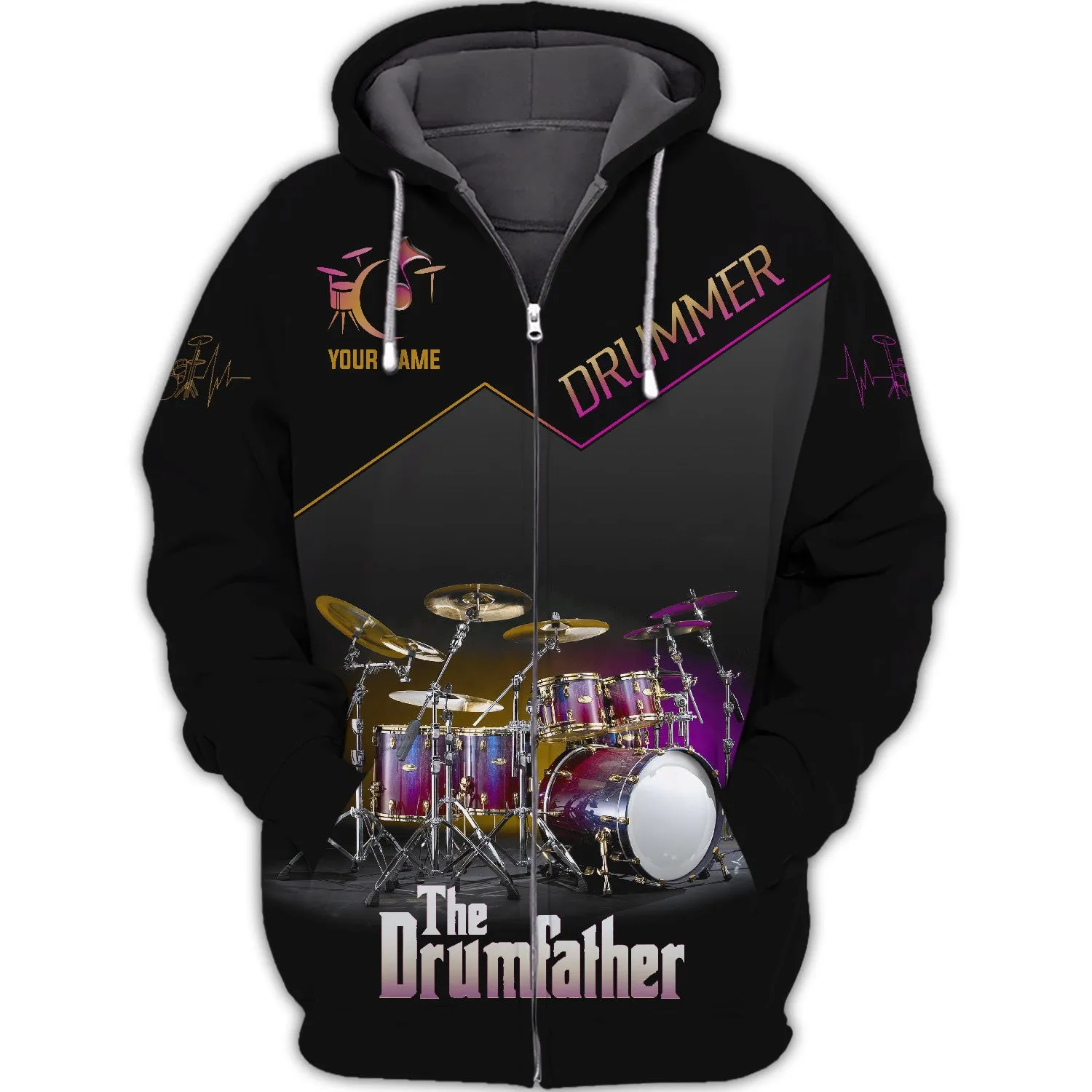 The Drumfather Sets Personalized Name 3D Full Print Shirts , Gift For Drum Lovers
